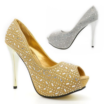 Damenschuhe verdeckte Plateau-Stiletto-Sandale Peeptoe Absatz Slipper neu
