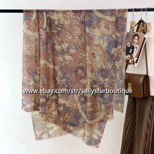 Sallys Cashmere Ring Scarf Wrap Shawl Painting Print Thin Soft Delicate 78"39"