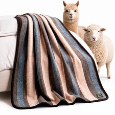 Alpaca and Sheep Wool Blanket, Soft and Thick, 72 x 88 inches Full/Queen, Earth