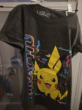 Pikachu T Shirt, NEW w/tags, M 7-8 , Grey, Pokemon