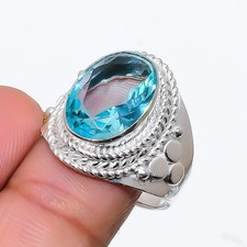 Aquamarine Gemstone Handmade 925 Sterling Silver All Size Ring For Gift
