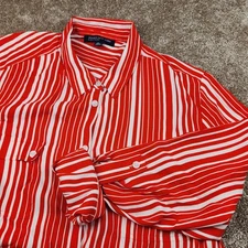 Jones New York Signature Women's Button Up Shirt Size XL Orange striped Work