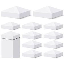 VIVIDA 4" x 4" Fence Post Caps, Pyramid PVC Vinyl Post Caps (Actual 4" x 4"),...