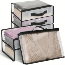 6 PCS Clear Sheet Storage Bags Zipper Plastic Sweater Bin Vinyl Clothes Closet