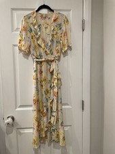 Old Navy Yellow Floral Wrap Maxi Dress