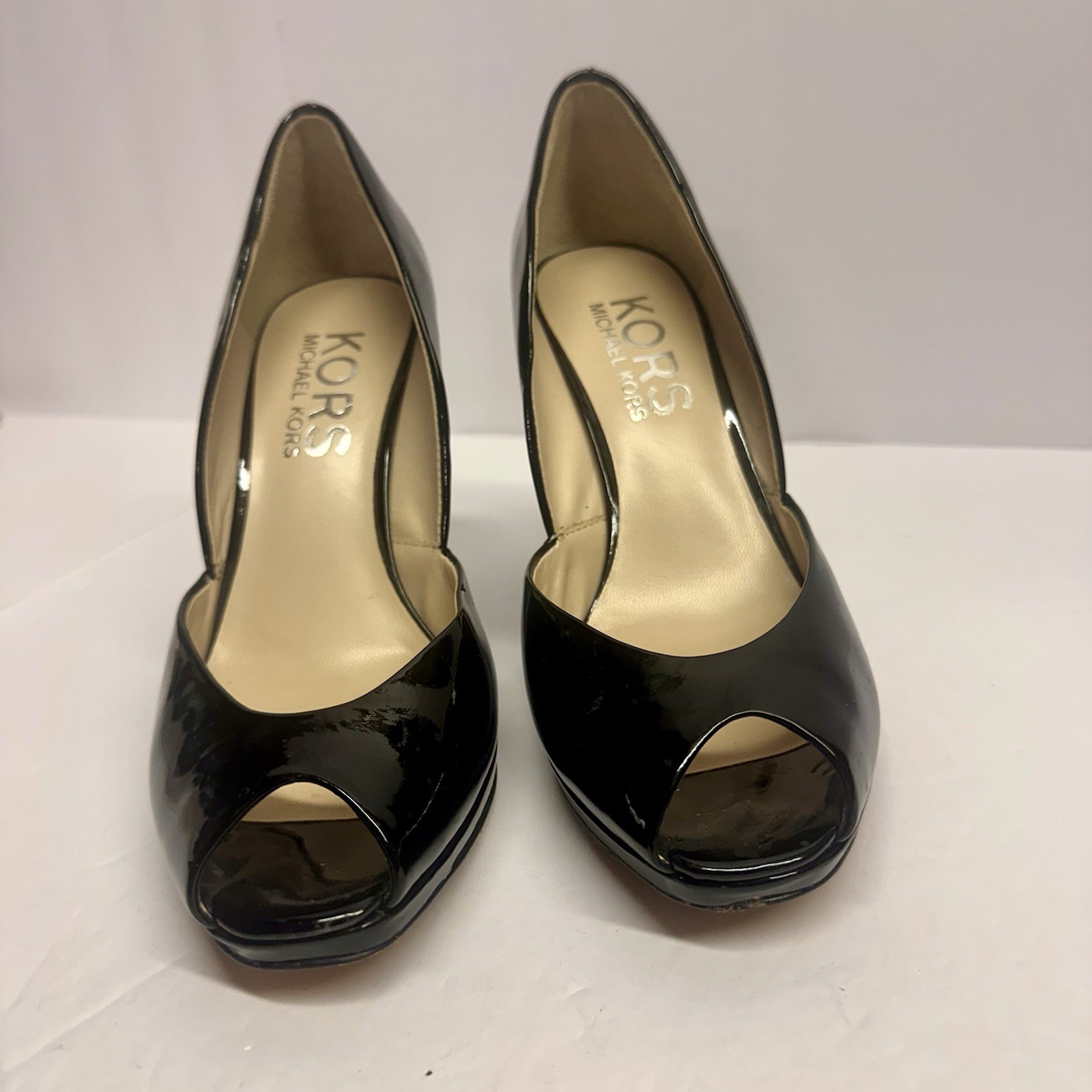 Kors Michael Kors Black Patent Leather Wedge Heels Shoes Size 9M