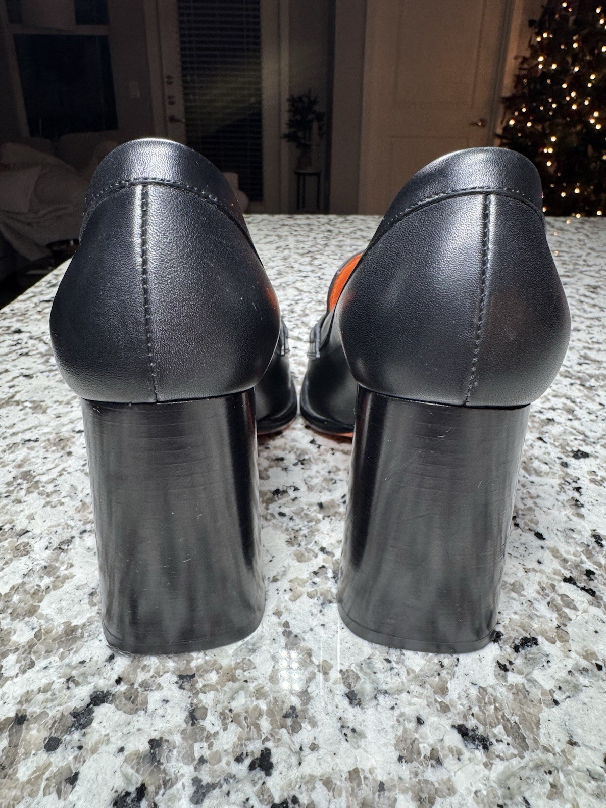 Santoni Block Heel Loafer Pumps Women’s Size 7.5 / Euro 37.5 Made In Italy