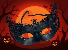 Mardi Gras Black Masquerade Mask metal black Jewel Party Mask Halloween Quality