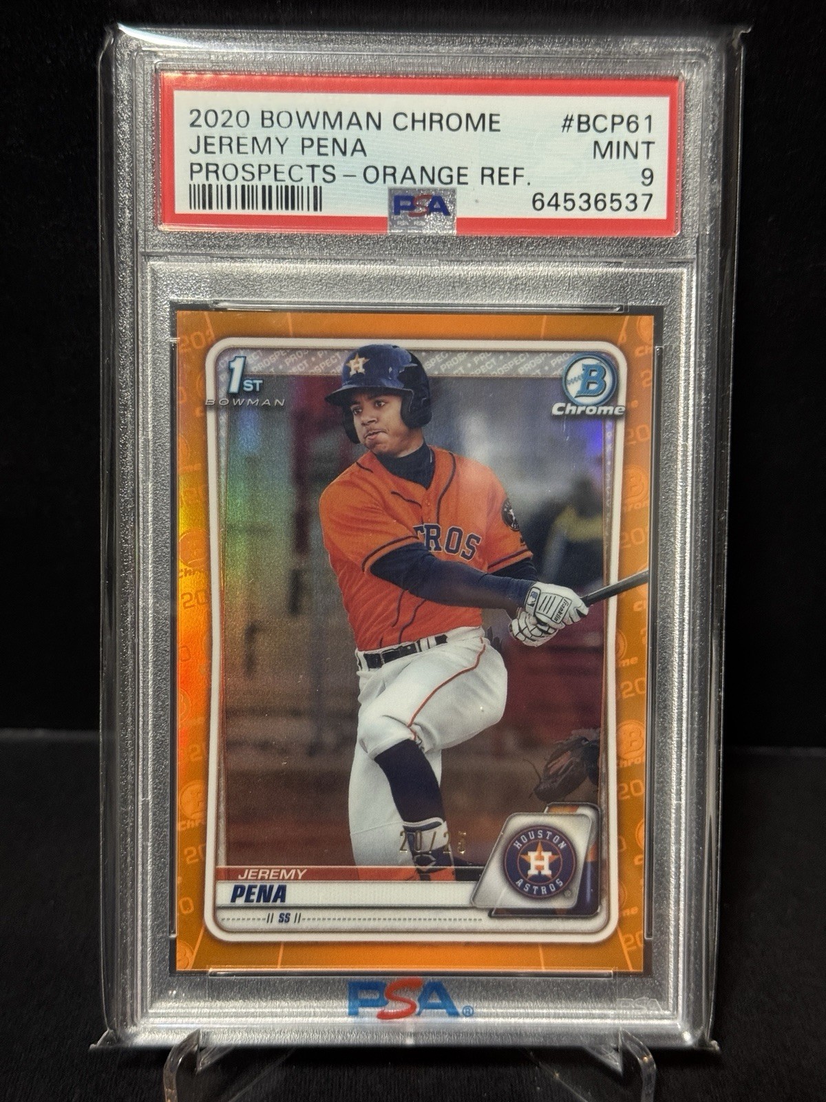 2020 Bowman Chrome Prospects Orange Refractor /25 Jeremy Pena #BCP61 PSA 9