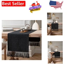 Timeless Rustic Table Runner 13x72 Inches in Classic Black – for All Occasions