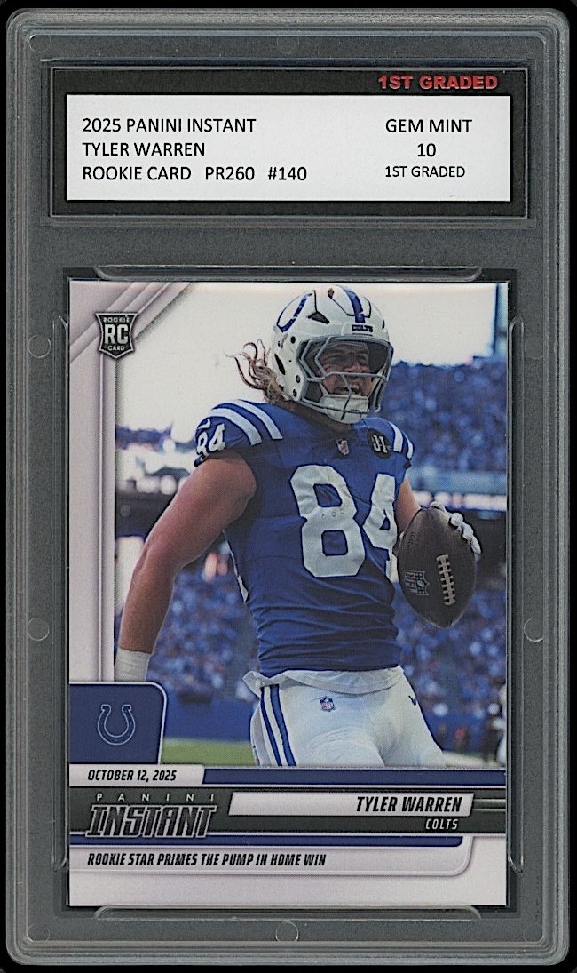 Tyler Warren 2025 Panini Instant Indianapolis Colts Rookie Card 1st Graded 10