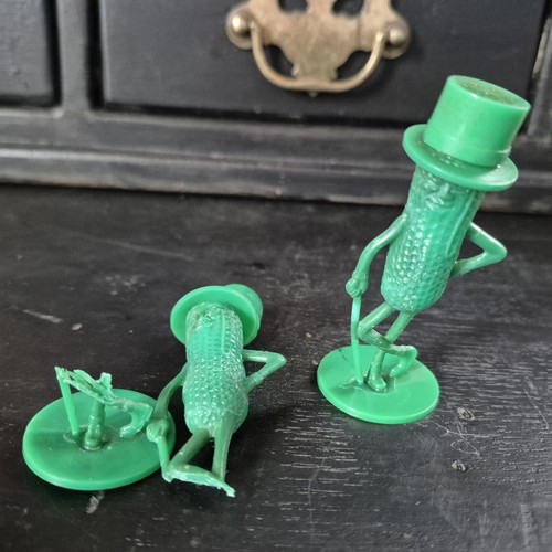Vintage Green Mr. Peanut Salt & Pepper Shakers 3 inches tall