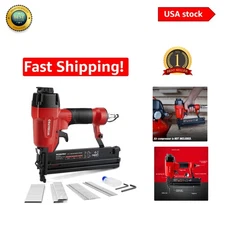 Efficient Pneumatic Brad Nailer - 2 in 1 Nail Gun with 400 Nails & 300 Staples