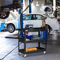 Durhand Werkstattwagen Mit 3 Etagen, Werkzeugwagen Leer Bis 150 Kg, Schwarz