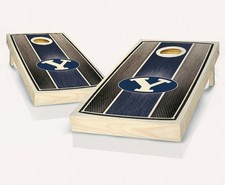 BYU Cougars Cornhole Boards Stained Stripe Wood Frames Custom Bags