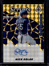 2021 Panini Mosaic #SCR-NS Nick Solak Scripts Gold Auto Texas Rangers R03