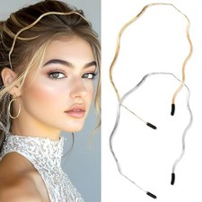Metal Headbands for Women Trendy,Trendy Cute Gold wave