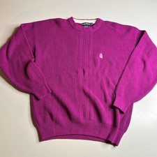 Nautica Vintage Cable Knit Sweater Purple Logo Crewneck Men  s Size M