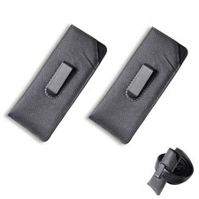 2 Pack Black Leather Eyeglass Cases Soft Pouch Belt Clip for Glasses Sunglasses