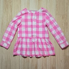 Carter's Girls Pink White Check A-Line Long Sleeve Dress   Size 4/5