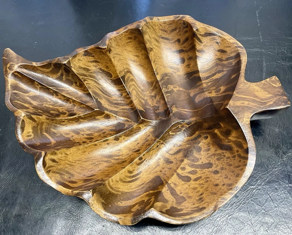 Arco decorativo cuenco de madera, forma de hoja Foto 4 de 4