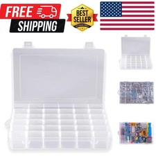Plastic Organizer Container Box 36 Compartments Jewelry Storage Box with Adju...