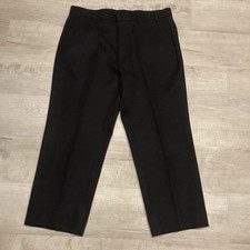 Vtg Mens Levi's Action Slacks 38 x 25.5 Black Dress Pants Flat Front Hemmed USA