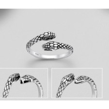 Sterling Silver Adjustable Oxidized Snake Ring