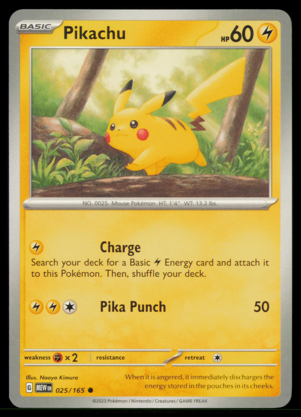 Pikachu 025/165 Common 151 Pokemon Near Mint