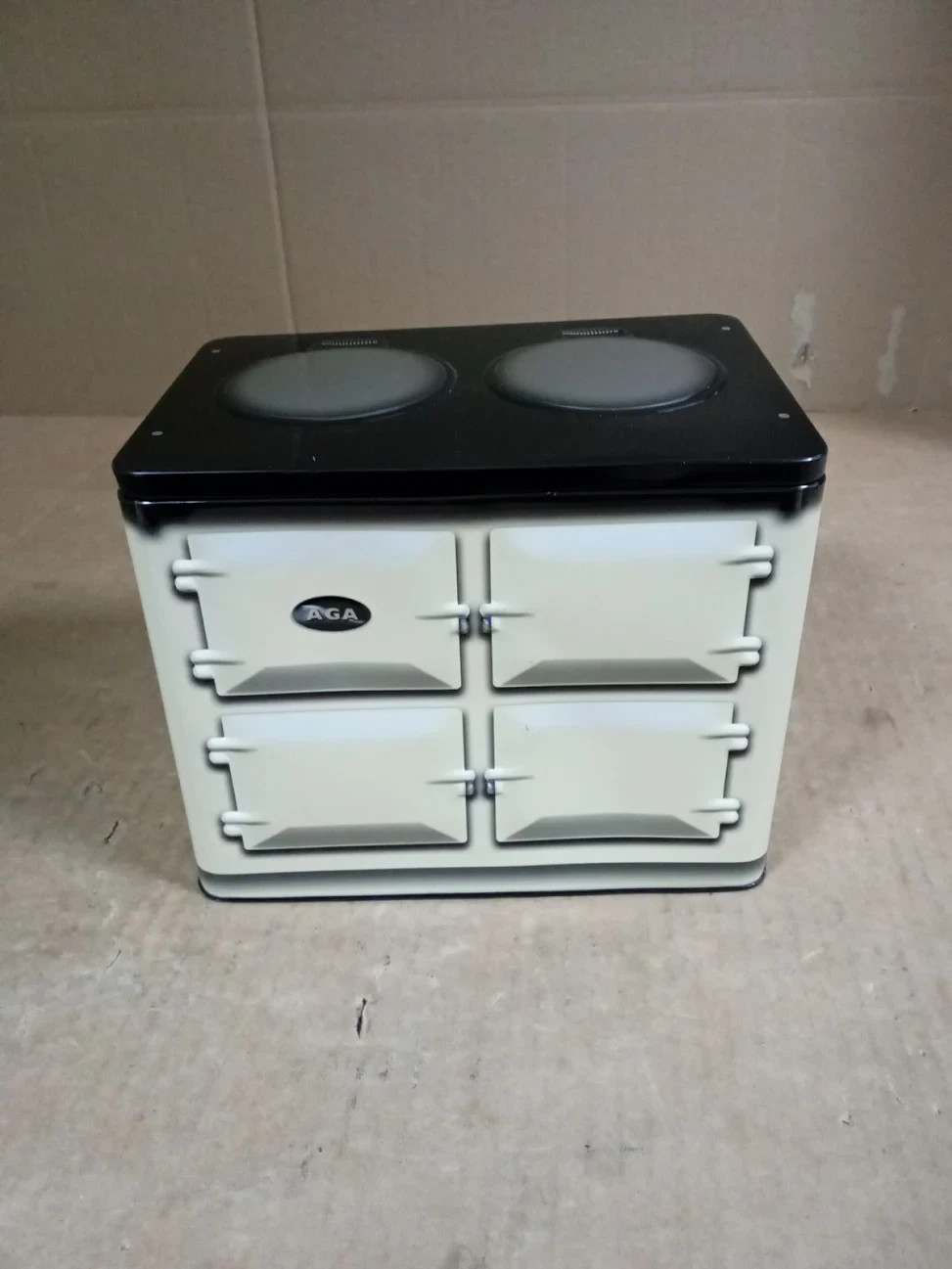 AGA Oven Shaped Tin Beige Storage Cookies Spices Food Grade 1 Piece