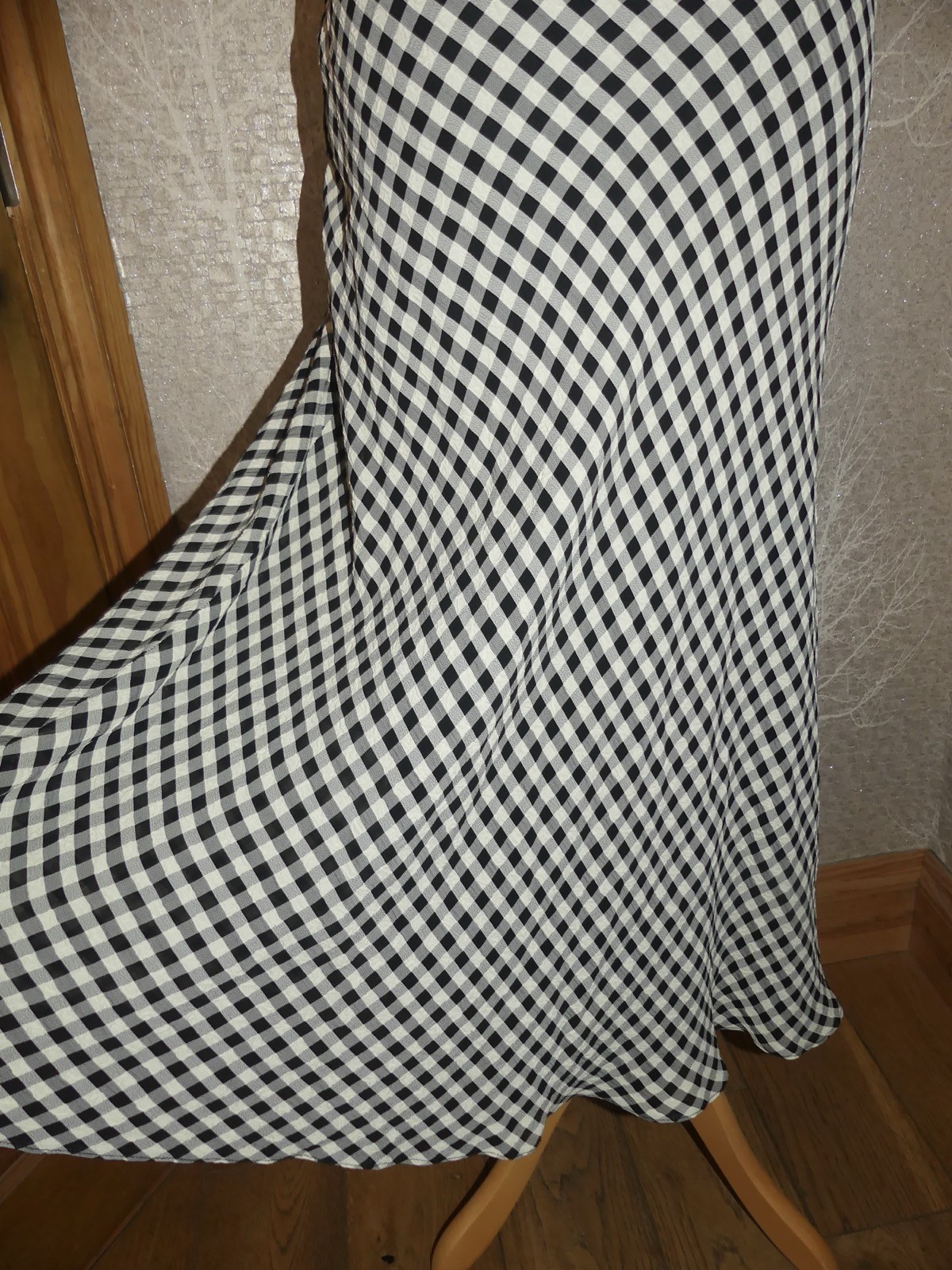 VINTAGE PATSY SEDDON BLACK GINGHAM CHECK MAXI A-L… - image 4