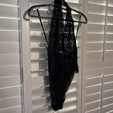 NWT Vintage Victoria's Secret M TEDDY BODYSUIT ONE-PIECE BLACK lace