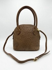 Real Genuine Ostrich Leather Dome Satchel Handbag with detachable strap