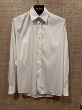 PRADA Designer ButtonUp Dress Shirt Mens•EU 37•14.5 Solid White Pointed Collar
