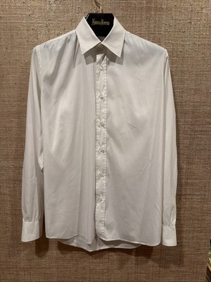 PRADA Designer ButtonUp Dress Shirt Mens EU 37 14.5 Solid White Pointed Collar