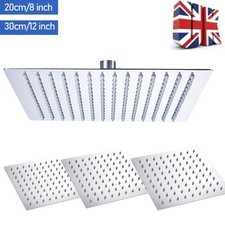 8/12 inch Ultrathin Square Shower Head Chrome Stainless Steel Rainfall Overhead