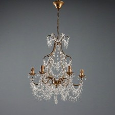 Lampadario Antico Ferro Lamierino Dorati Italia XX Secolo Originale