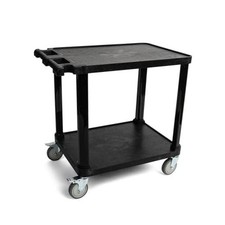 2-Tier Compact Multi-Purpose Plastic Utility Cart with Lockable 2 Shelves