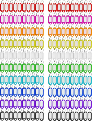 Key Tag Assorted Color Plastic Coded Key ID Label Tags Split Ring Keyring - with
