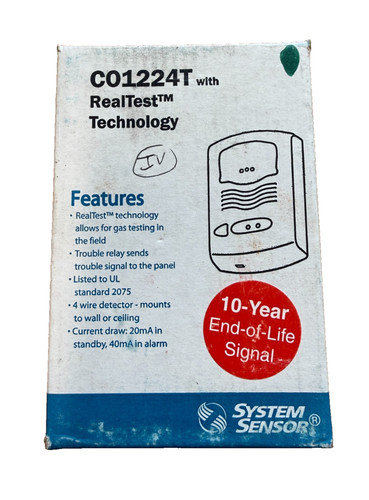 System Sensor CO1224T 12/24V, 4-Wire System-Monitored Carbon Monoxide Detector