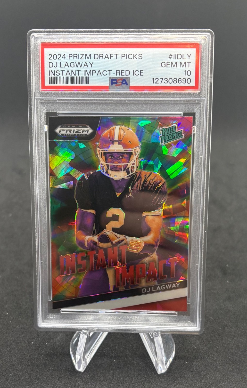 2024 Panini Prizm Draft Picks DJ LAGWAY ROOKIE INSTANT IMPACT RED ICE PSA 10