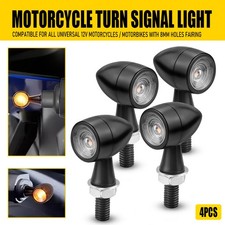 4* Mini Motorcycle Bullet LED Turn Signal Blinker Brake Light Amber Lamp Black N