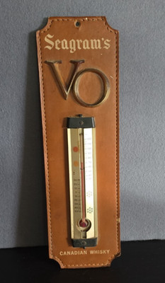 Vintage Advertising Seagram s VO Canadian Whisky Wall Thermometer Faux Leather