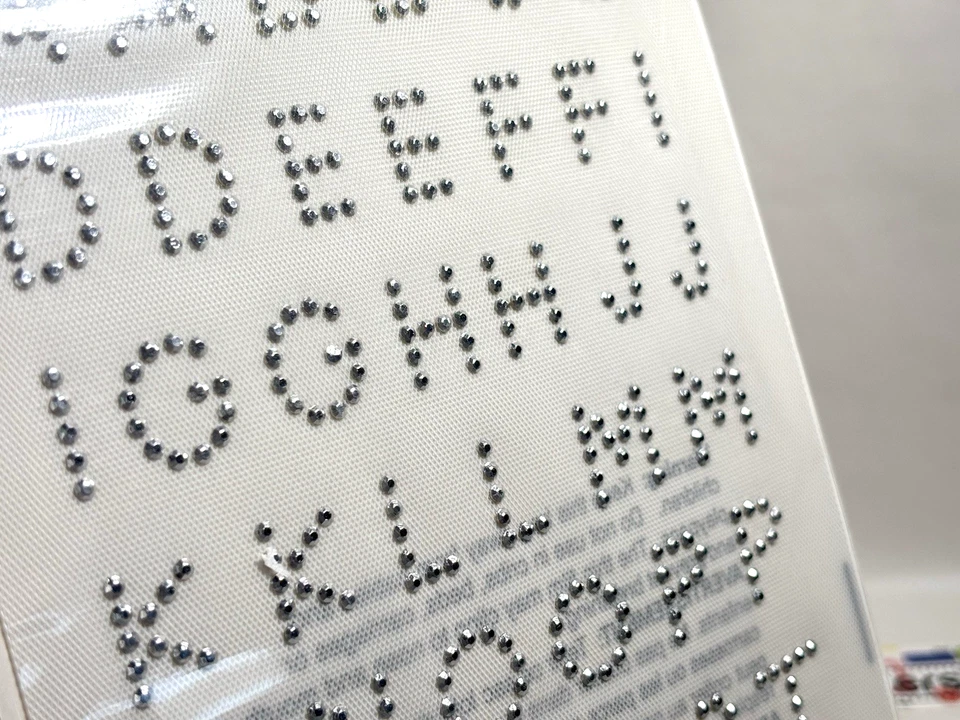 3 Sheets Rhinestud Sparkle Iron On Letters Alphabet Silver Fuchsia 49 Per Sheet - Image 4 of 4