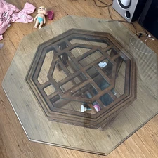 One of A Kind Hand-Crafted McGuire Vintage Glass Top Coffee Table