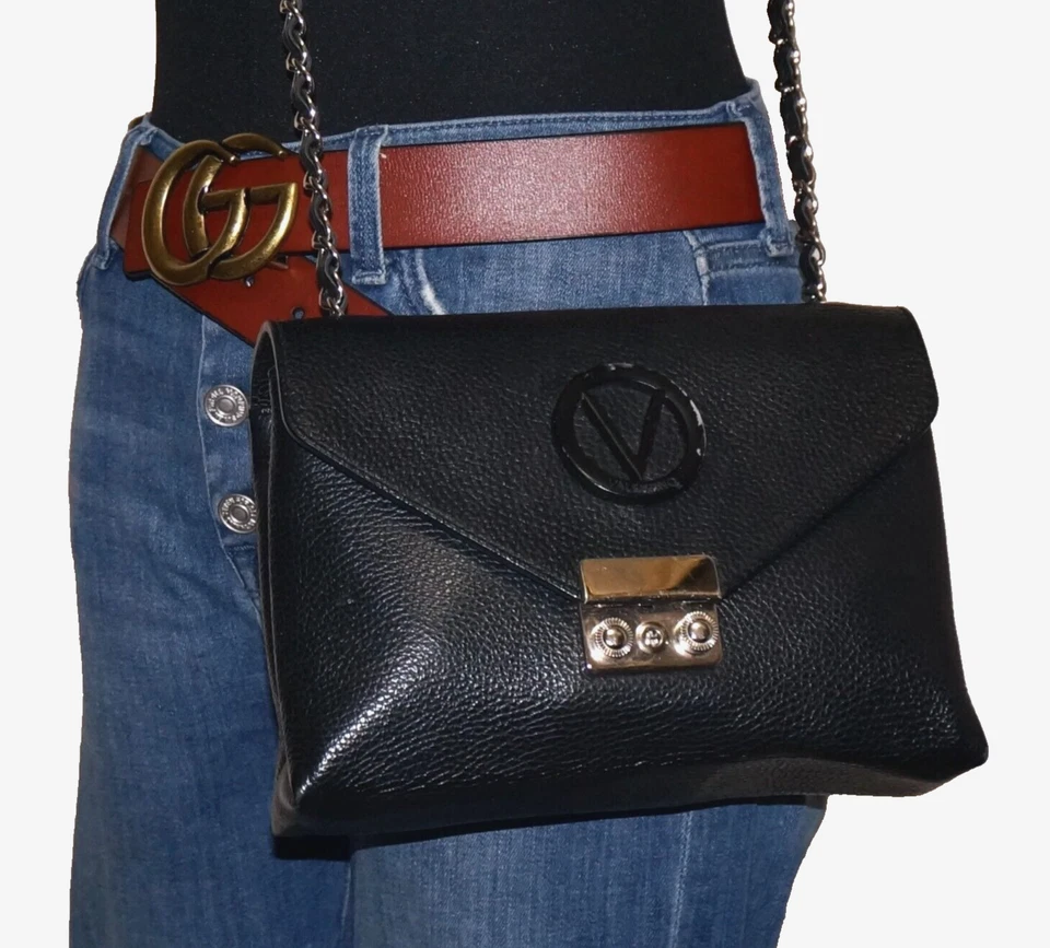 VALENTINO Small Black Leather MARIO VALENTINO SPA Crossbody Shoulder Bag ITALY - Image 2 of 4