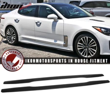 Fit 18-21 Kia Stinger Ikon Style Side Skirts Extension Unpainted Black ABS