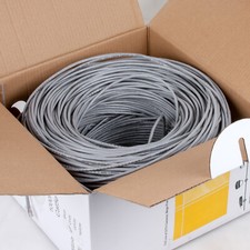CAT5E CABLE UTP 1000FT GREY SOLID WIRE BULK ETHERNET LAN NETWORK RJ45