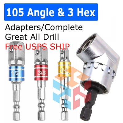 Generic 3 Sizes Socket Adapter Set Hex Shank to 1/4,3/8,1/2 Impact