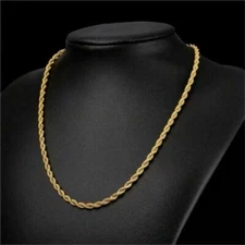 Italian 18K Gold Rope Chain Necklace – Men’s & Women’s, Solid 750